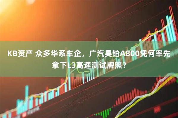 KB资产 众多华系车企，广汽昊铂A800凭何率先拿下L3高速测试牌照？